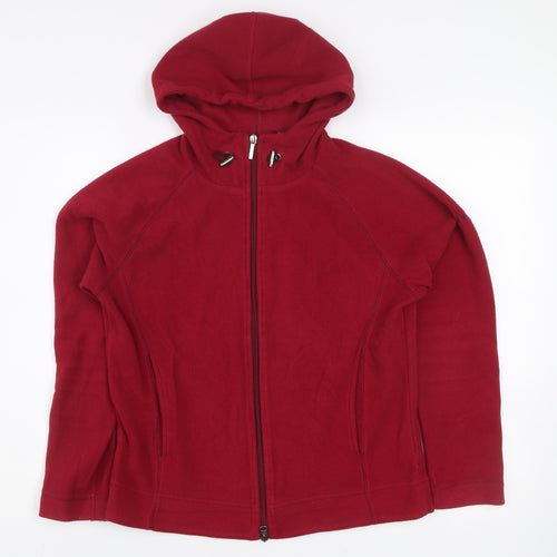 Ellesse Women's Red Fleece Hooded Full Zip Jacket Size 12