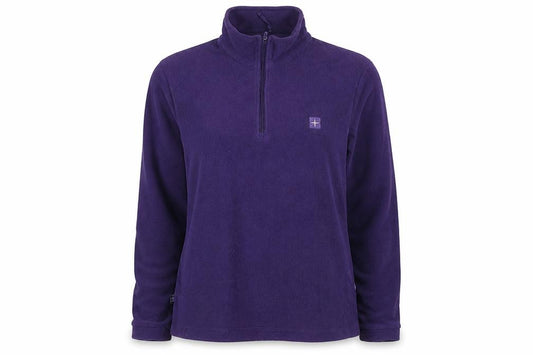 Front view of Mountain Warehouse Women's Purple Fleece UK 12 1/2 Zip Pullover Sweatshirt