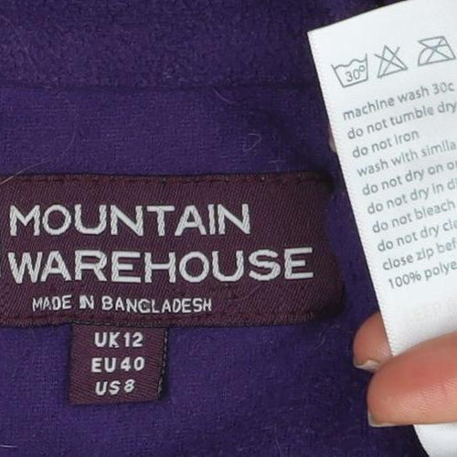 Mountain Warehouse Women's Purple Fleece UK 12 1/2 Zip Pullover Sweatshirt