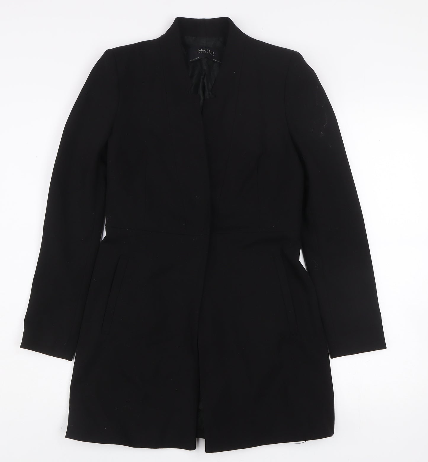 Zara Women Black Shawl Collar Longline Blazer Jacket S