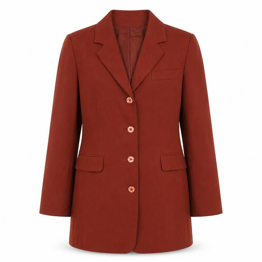 Front view of Modern Classics Women's Brown, size 12, Long Blazer Jacket
