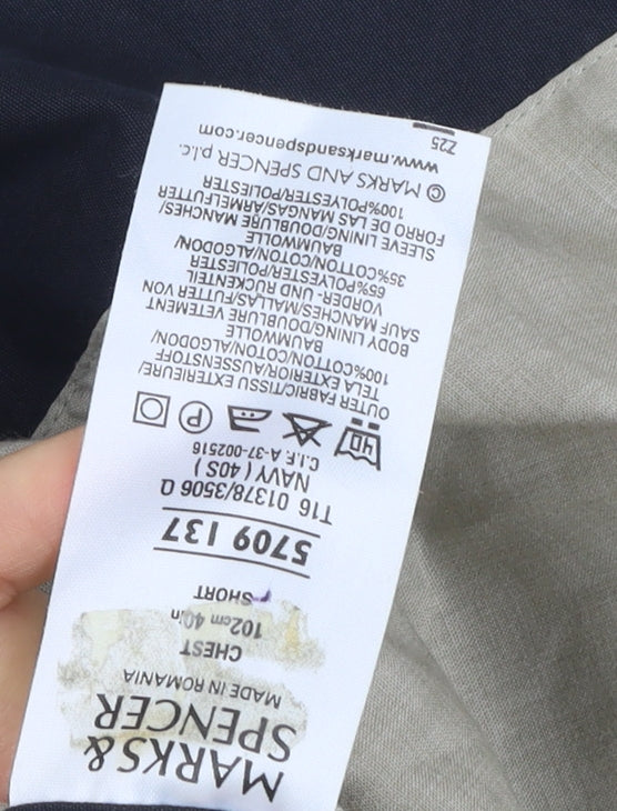 Marks and Spencer Men's Navy Blue Regular Fit Cotton Blazer Jacket 40 Short