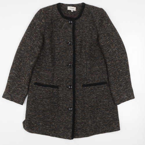 Classic Women’s Brown Wool Blend Tweed Mid-Length Coat Size 14