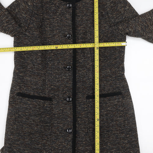 Classic Women’s Brown Wool Blend Tweed Mid-Length Coat Size 14