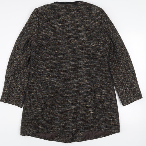 Classic Women’s Brown Wool Blend Tweed Mid-Length Coat Size 14