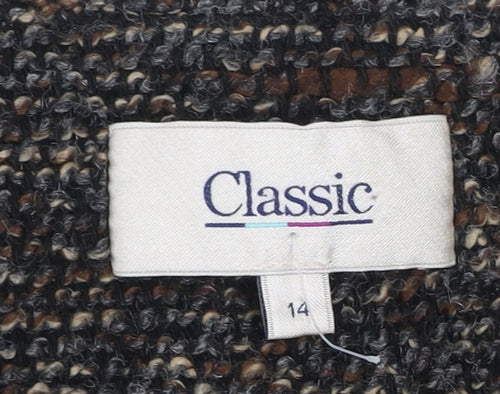 Classic Women’s Brown Wool Blend Tweed Mid-Length Coat Size 14