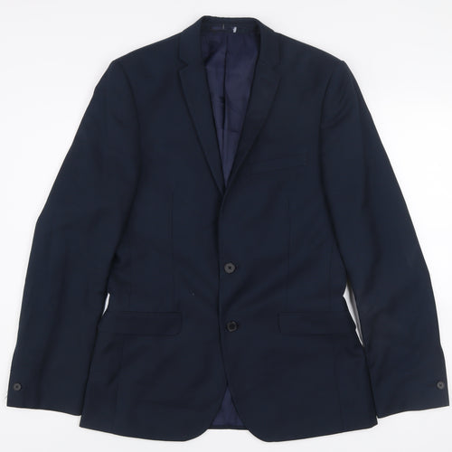 Red Herring Men's Navy Blue 38L Slim Fit Two-Button Blazer