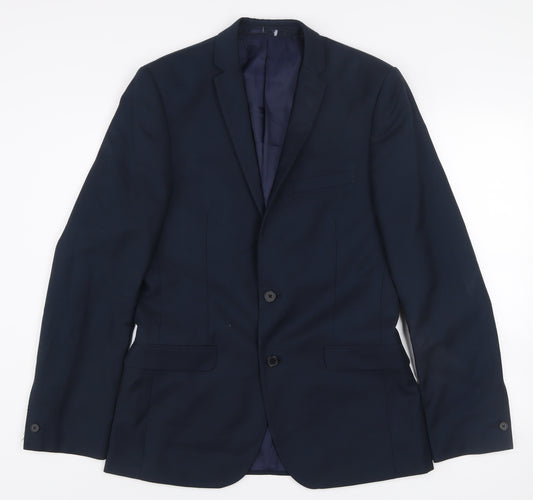 Red Herring Men's Navy Blue 38L Slim Fit Two-Button Blazer