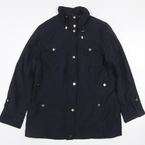 Classic Womens Blue Size 12 Anorak Jacket Water Resistant Polyester
