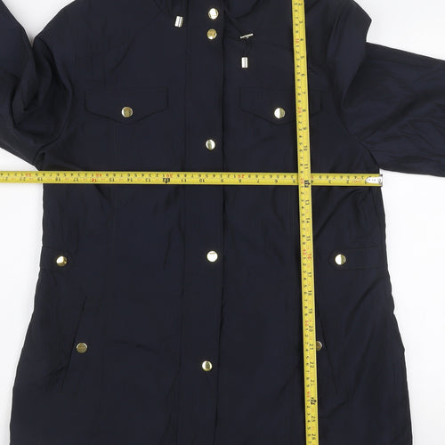 Classic Womens Blue Size 12 Anorak Jacket Water Resistant Polyester