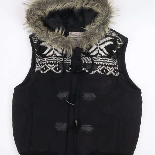 Atmosphere Women's Black Faux Fur Hooded Puffer Waistcoat Size 18