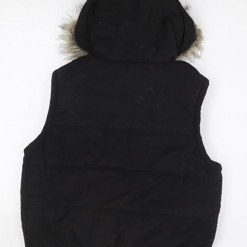 Atmosphere Women's Black Faux Fur Hooded Puffer Waistcoat Size 18