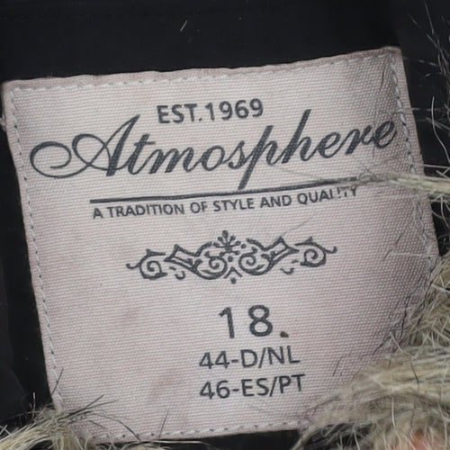 Atmosphere Women's Black Faux Fur Hooded Puffer Waistcoat Size 18