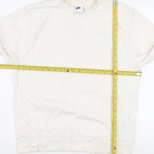 Nike Women Ivory L Pullover Crew Neck Sweatshirt 80% Cotton
