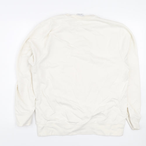 Nike Women Ivory L Pullover Crew Neck Sweatshirt 80% Cotton