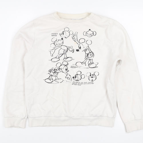 Disney Women's Ivory Mickey Mouse Graphic Pullover Sweatshirt Size 10/12