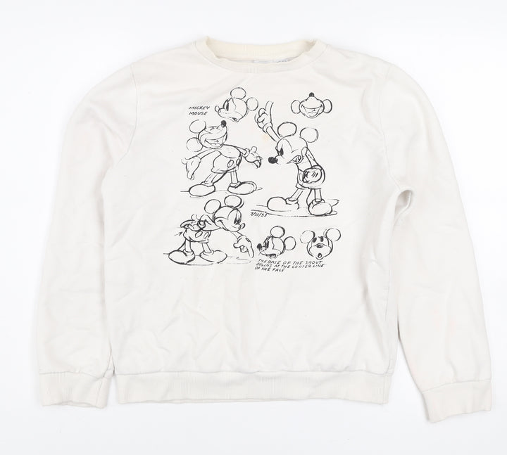 Disney Women's Ivory Mickey Mouse Graphic Pullover Sweatshirt Size 10/12