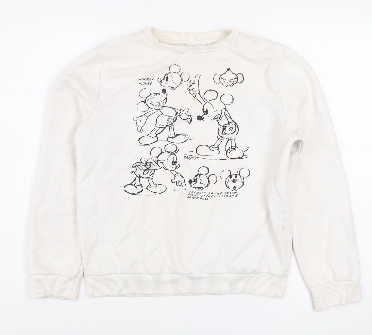 Disney Women's Ivory Mickey Mouse Graphic Pullover Sweatshirt Size 10/12