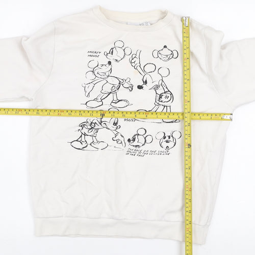 Disney Women's Ivory Mickey Mouse Graphic Pullover Sweatshirt Size 10/12