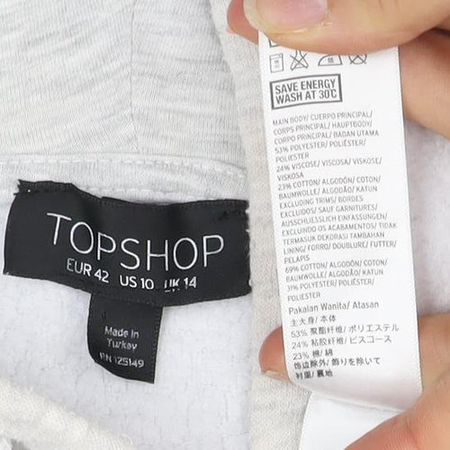 Topshop Women’s Grey Hooded Pullover Hoodie Size 14 Philadelphia Panthers