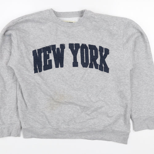 New York Popular Men's Grey Crew Neck Pullover Sweatshirt M