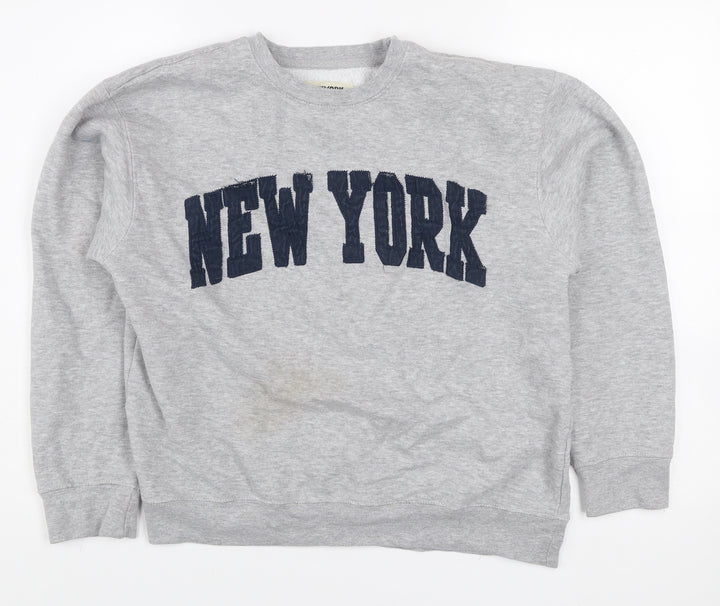 New York Popular Men's Grey Crew Neck Pullover Sweatshirt M