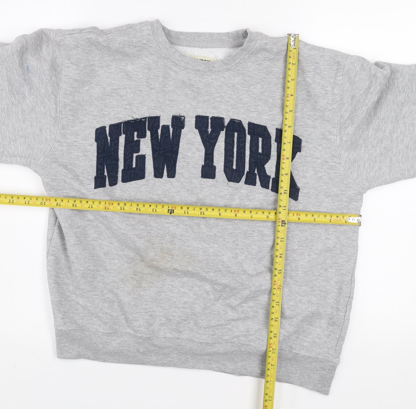New York Popular Men's Grey Crew Neck Pullover Sweatshirt M