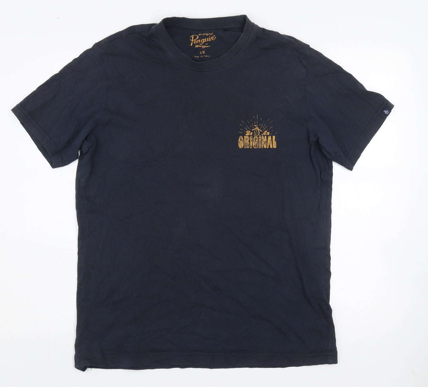Original Penguin Men’s Blue Cotton Crew Neck T-Shirt Size L