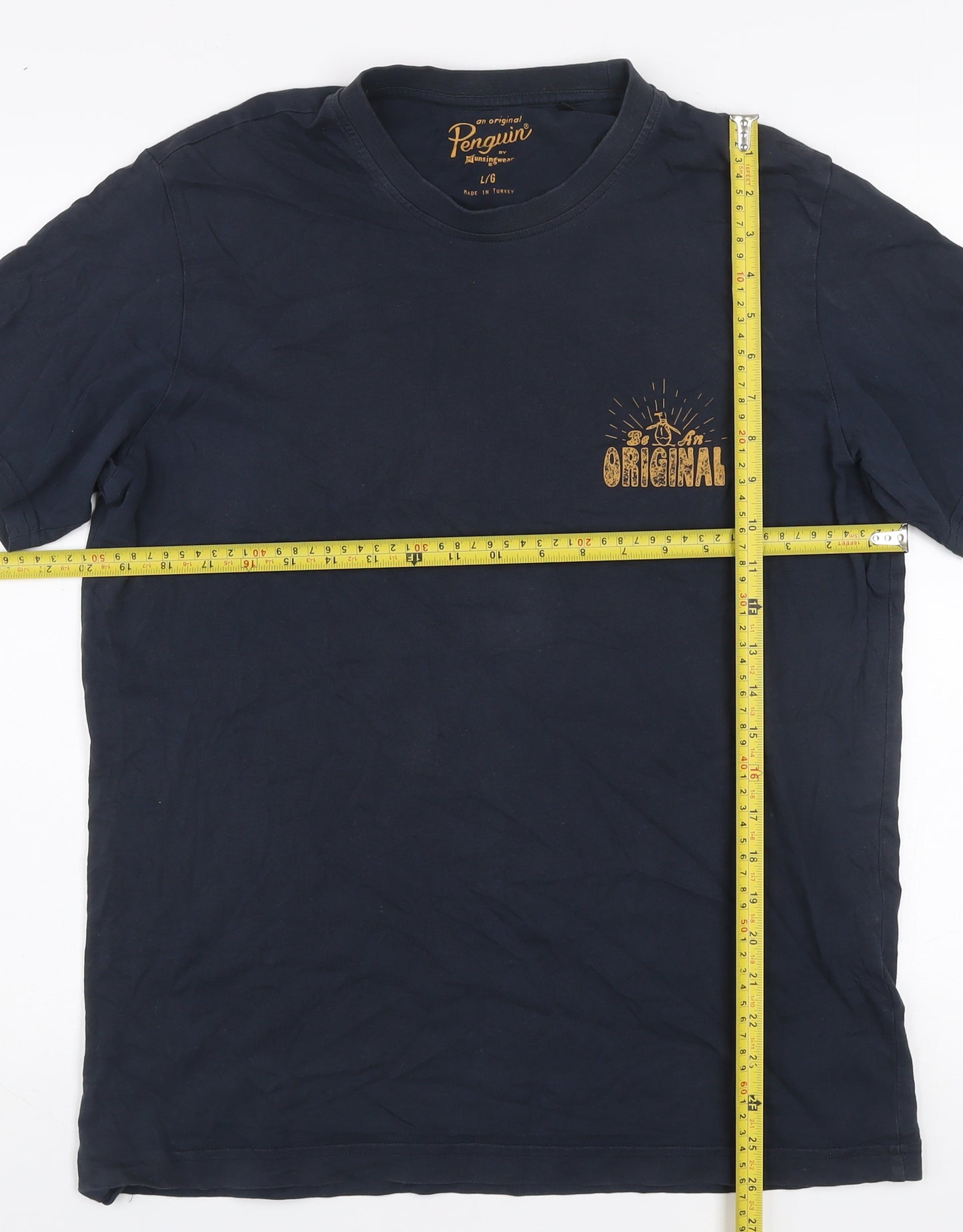 Original Penguin Men’s Blue Cotton Crew Neck T-Shirt Size L