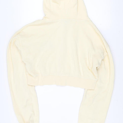 PrettyLittleThing Unisex Beige Full Zip Hoodie M Apres Ski Embroidered
