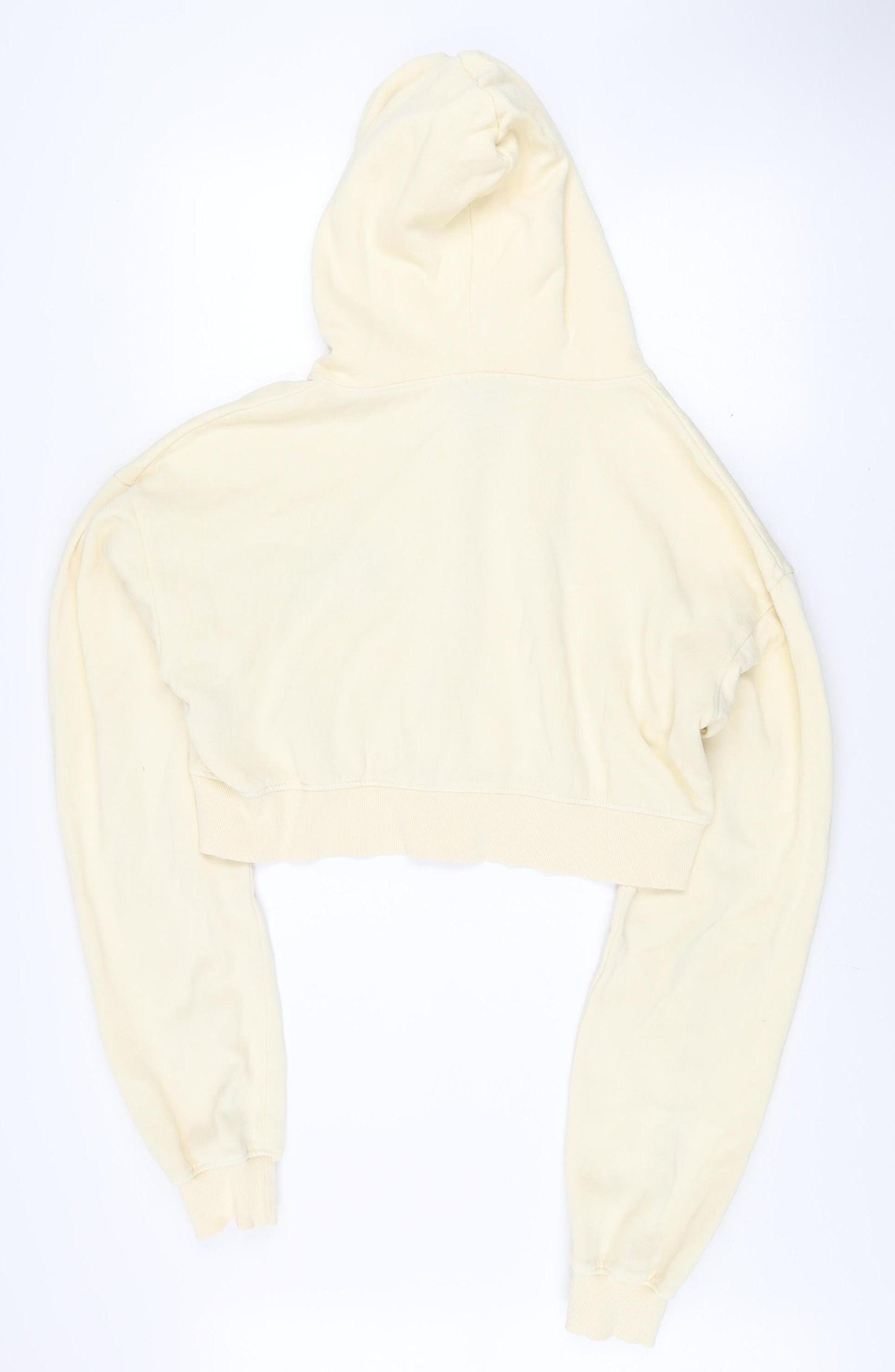PrettyLittleThing Unisex Beige Full Zip Hoodie M Apres Ski Embroidered