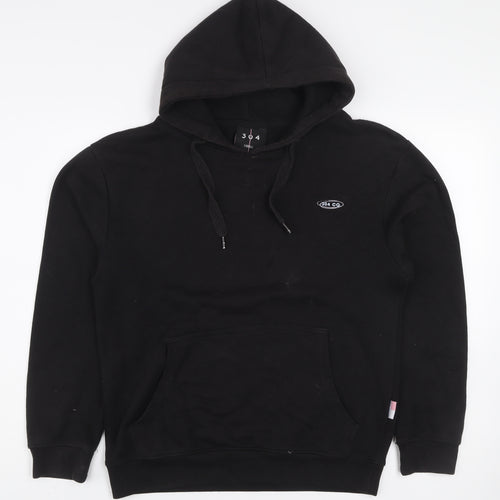 304 Men's Black Pullover Hoodie XS Graphic Logo Streetwear