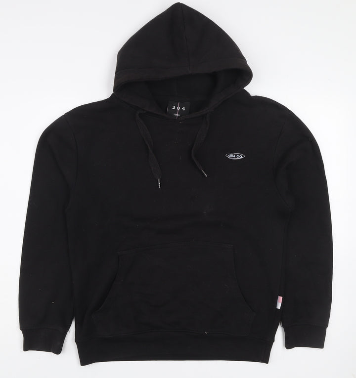 304 Men's Black Pullover Hoodie XS Graphic Logo Streetwear