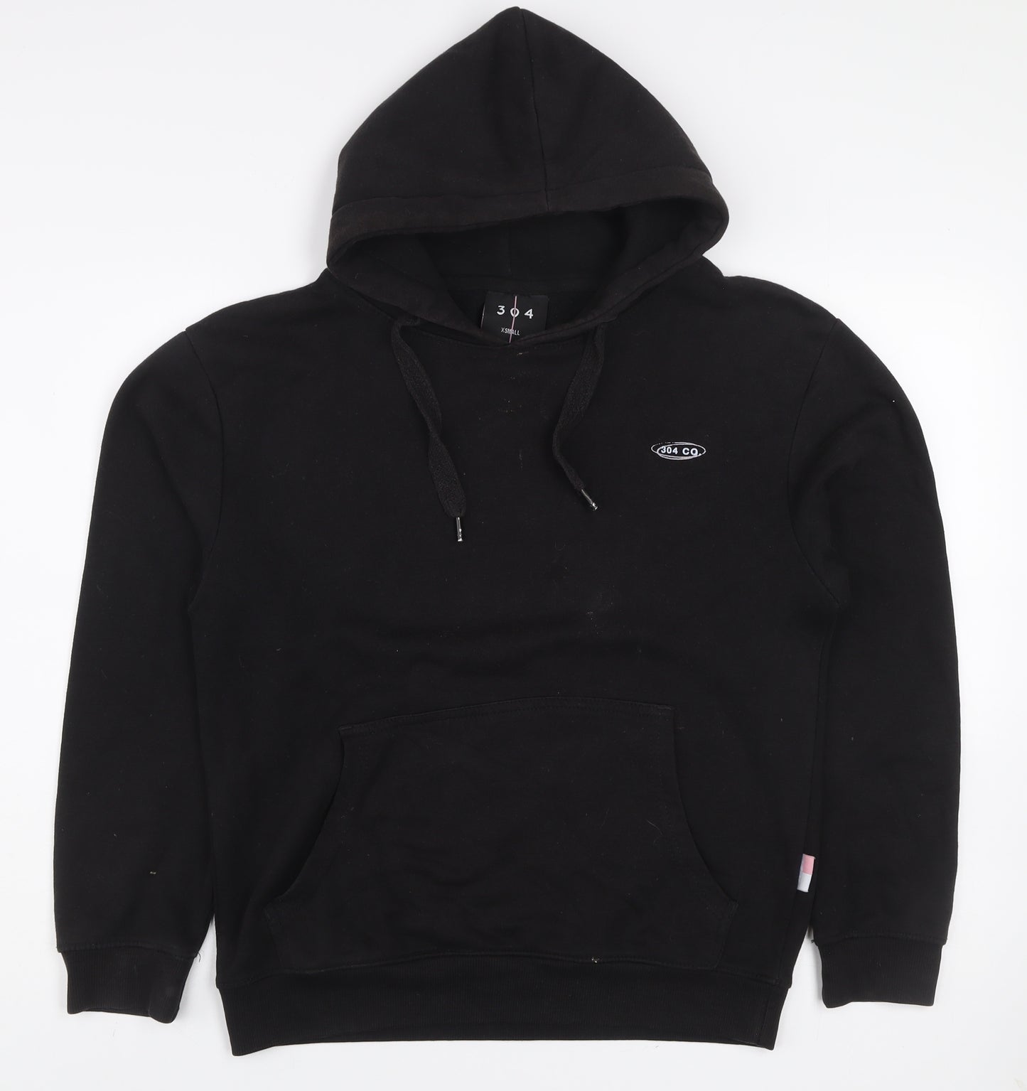 304 Men's Black Pullover Hoodie XS Graphic Logo Streetwear