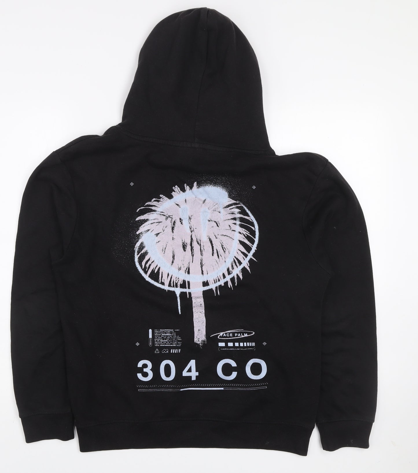 304 Men's Black Pullover Hoodie XS Graphic Logo Streetwear
