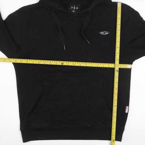 304 Men's Black Pullover Hoodie XS Graphic Logo Streetwear