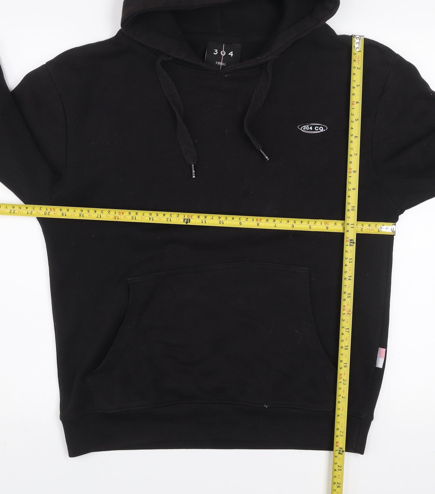 304 Men's Black Pullover Hoodie XS Graphic Logo Streetwear