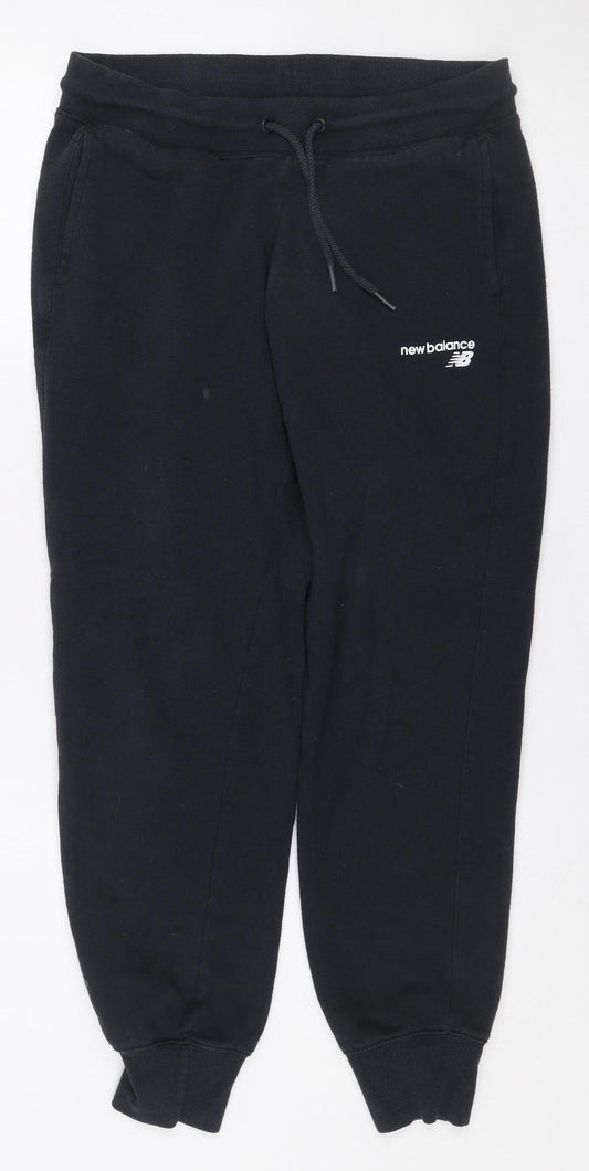 New Balance Men Black Jogger Sweatpants M Fleece Tapered Fit