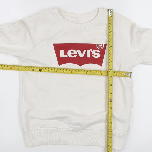 Levi's Boys White Crew Neck Sweatshirt 10 Years Cotton Blend Logo Print