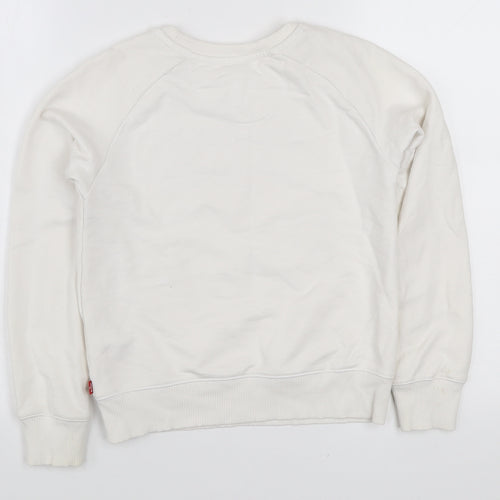Levi's Boys White Crew Neck Sweatshirt 10 Years Cotton Blend Logo Print