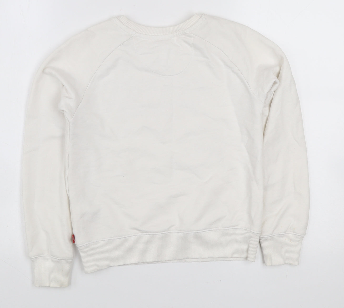 Levi's Boys White Crew Neck Sweatshirt 10 Years Cotton Blend Logo Print