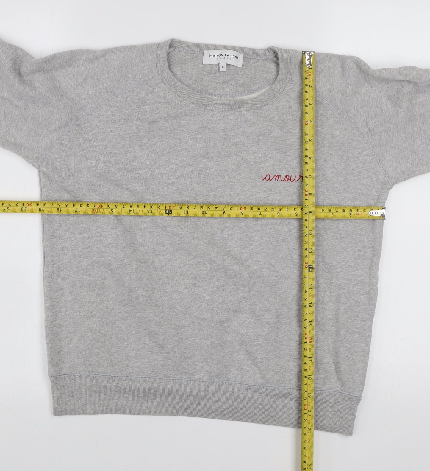 Maison Labiche Women Grey Embroidered Amour Cotton Sweatshirt Size M