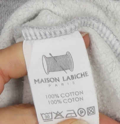 Maison Labiche Women Grey Embroidered Amour Cotton Sweatshirt Size M