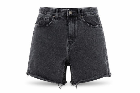 PrettyLittleThing Women’s Black Acid Wash Cut-Off Denim Shorts Size 8