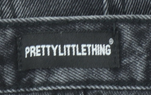 PrettyLittleThing Women’s Black Acid Wash Cut-Off Denim Shorts Size 8