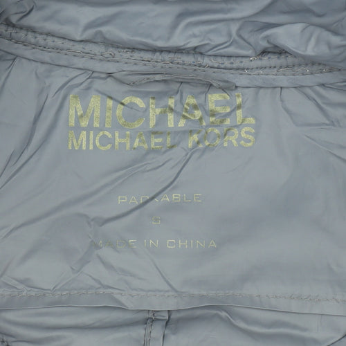 Michael Kors Womens Blue S Puffer Jacket Hooded Zip Nylon