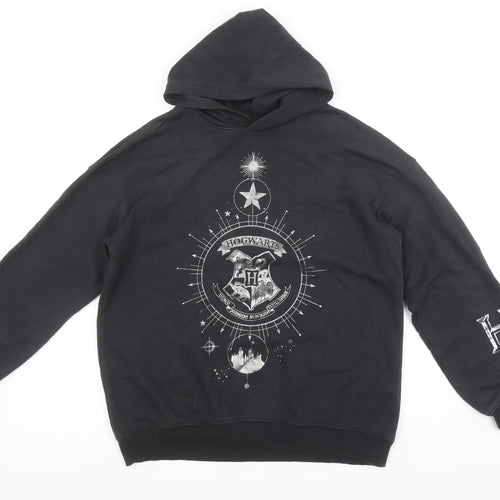 H&M Girls Harry Potter Black Pullover Hoodie 13-14 Years Hogwarts Fleece
