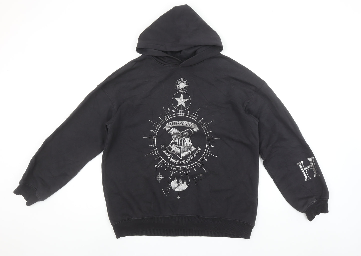 H&M Girls Harry Potter Black Pullover Hoodie 13-14 Years Hogwarts Fleece