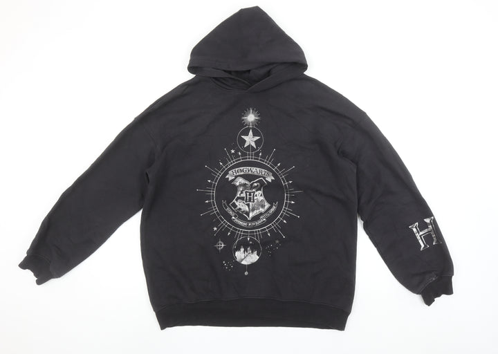 H&M Girls Harry Potter Black Pullover Hoodie 13-14 Years Hogwarts Fleece