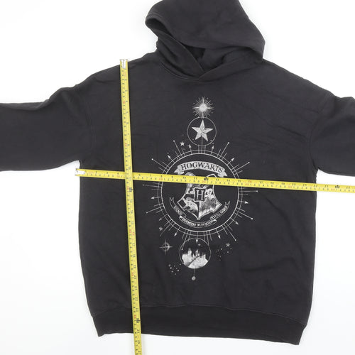 H&M Girls Harry Potter Black Pullover Hoodie 13-14 Years Hogwarts Fleece